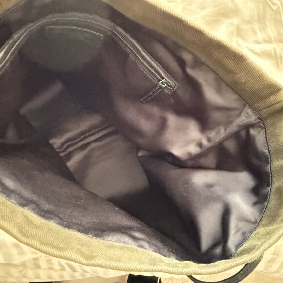 $1295 Authentic YSL Yves Saint Laurent Kahala Made in ITALY Green Canvas Totes - Picture 5 of 13